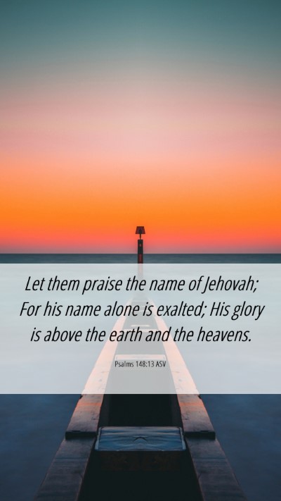 Picture 06 - Psalms 148:13 ASV Mobile Phone Wallpaper - Let them praise the name of Jehovah; For his name - Mobile Bible Verse Wallpaper