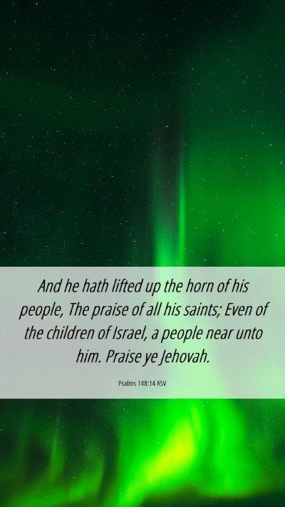 Picture 06 - Psalms 148:14 ASV Mobile Phone Wallpaper - And he hath lifted up the horn of his people, The - Mobile Bible Verse Wallpaper