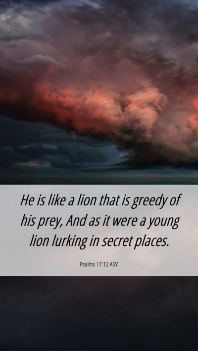 Picture 06 - Psalms 17:12 ASV Mobile Phone Wallpaper - He is like a lion that is greedy of his prey, And - Mobile Bible Verse Wallpaper