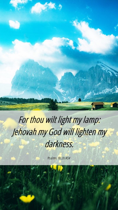 Picture 06 - Psalms 18:28 ASV Mobile Phone Wallpaper - For thou wilt light my lamp: Jehovah my God will - Mobile Bible Verse Wallpaper