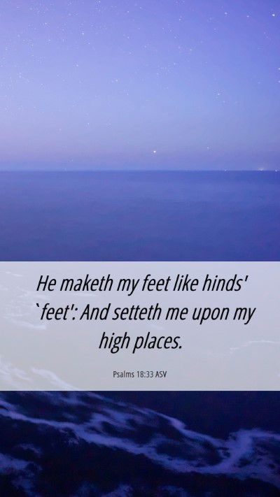 Picture 06 - Psalms 18:33 ASV Mobile Phone Wallpaper - He maketh my feet like hinds' `feet': And setteth - Mobile Bible Verse Wallpaper