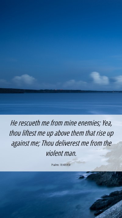Picture 06 - Psalms 18:48 ASV Mobile Phone Wallpaper - He rescueth me from mine enemies; Yea, thou - Mobile Bible Verse Wallpaper