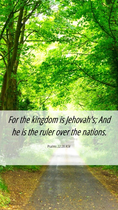 Picture 06 - Psalms 22:28 ASV Mobile Phone Wallpaper - For the kingdom is Jehovah's; And he is the ruler - Mobile Bible Verse Wallpaper