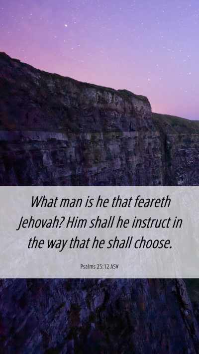 Picture 06 - Psalms 25:12 ASV Mobile Phone Wallpaper - What man is he that feareth Jehovah? Him shall he - Mobile Bible Verse Wallpaper