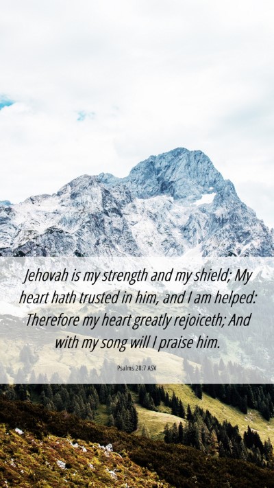 Picture 06 - Psalms 28:7 ASV Mobile Phone Wallpaper - Jehovah is my strength and my shield; My heart - Mobile Bible Verse Wallpaper