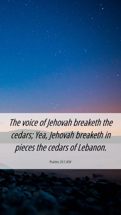 Picture 06 - Psalms 29:5 ASV Mobile Phone Wallpaper - The voice of Jehovah breaketh the cedars; Yea, - Mobile Bible Verse Wallpaper