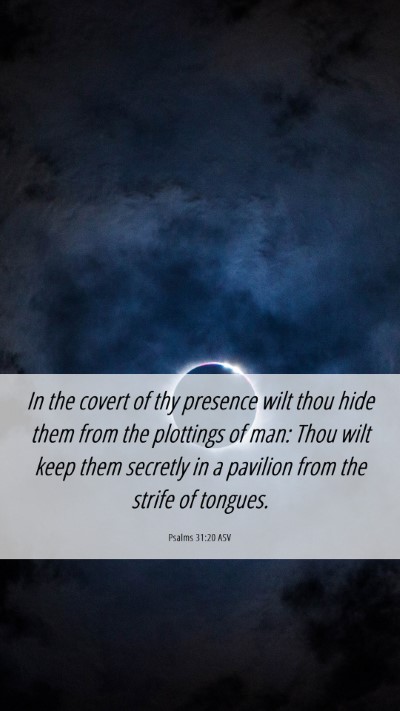 Picture 06 - Psalms 31:20 ASV Mobile Phone Wallpaper - In the covert of thy presence wilt thou hide them - Mobile Bible Verse Wallpaper