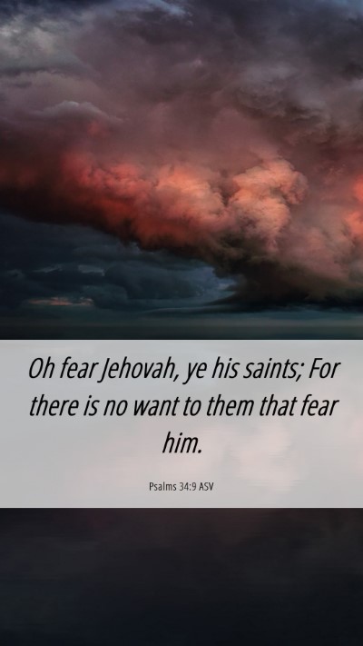 Picture 06 - Psalms 34:9 ASV Mobile Phone Wallpaper - Oh fear Jehovah, ye his saints; For there is no - Mobile Bible Verse Wallpaper