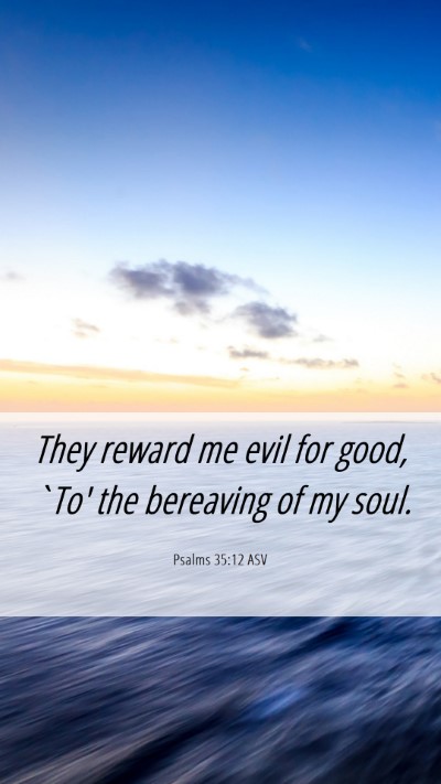 Picture 06 - Psalms 35:12 ASV Mobile Phone Wallpaper - They reward me evil for good, `To' the bereaving - Mobile Bible Verse Wallpaper