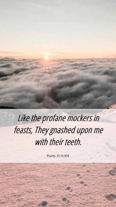 Picture 06 - Psalms 35:16 ASV Mobile Phone Wallpaper - Like the profane mockers in feasts, They gnashed - Mobile Bible Verse Wallpaper