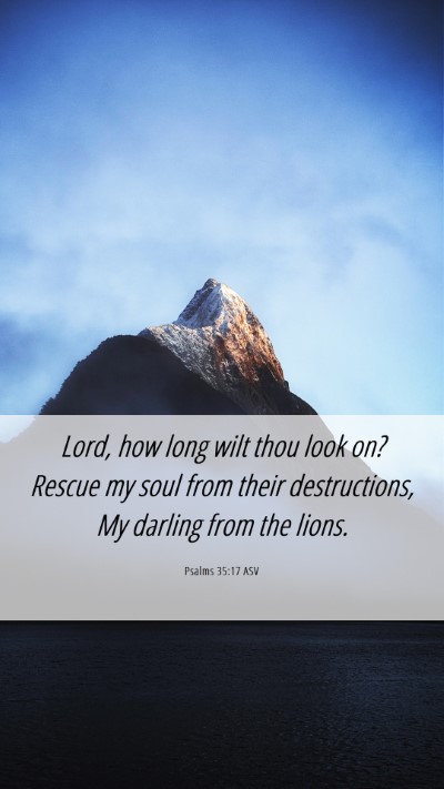 Picture 06 - Psalms 35:17 ASV Mobile Phone Wallpaper - Lord, how long wilt thou look on? Rescue my soul - Mobile Bible Verse Wallpaper