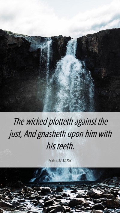 Picture 06 - Psalms 37:12 ASV Mobile Phone Wallpaper - The wicked plotteth against the just, And - Mobile Bible Verse Wallpaper