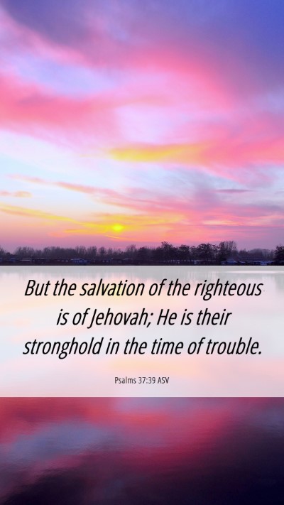 Picture 06 - Psalms 37:39 ASV Mobile Phone Wallpaper - But the salvation of the righteous is of Jehovah; - Mobile Bible Verse Wallpaper
