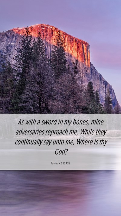 Picture 06 - Psalms 42:10 ASV Mobile Phone Wallpaper - As with a sword in my bones, mine adversaries - Mobile Bible Verse Wallpaper