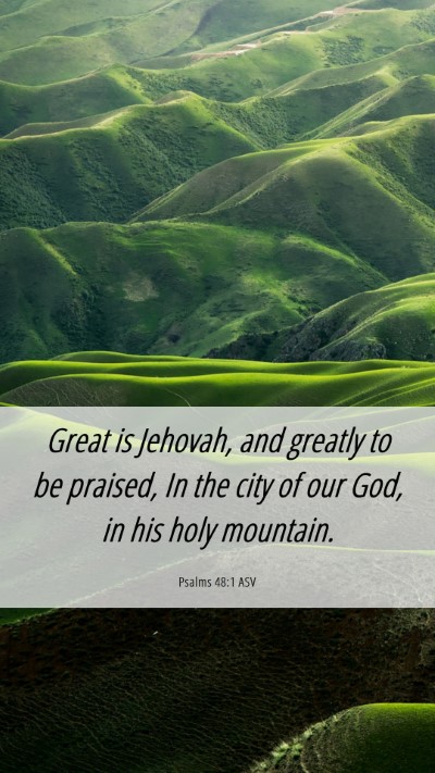 Picture 06 - Psalms 48:1 ASV Mobile Phone Wallpaper - Great is Jehovah, and greatly to be praised, In - Mobile Bible Verse Wallpaper