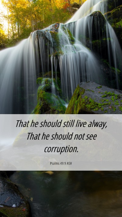 Picture 06 - Psalms 49:9 ASV Mobile Phone Wallpaper - That he should still live alway, That he should - Mobile Bible Verse Wallpaper