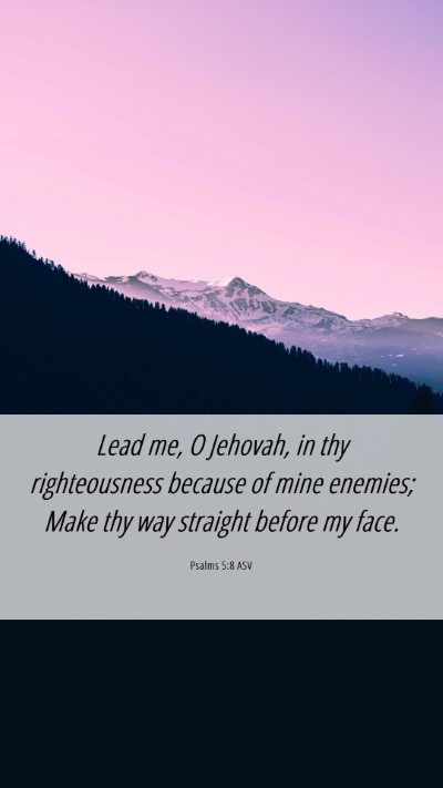 Picture 06 - Psalms 5:8 ASV Mobile Phone Wallpaper - Lead me, O Jehovah, in thy righteousness because - Mobile Bible Verse Wallpaper
