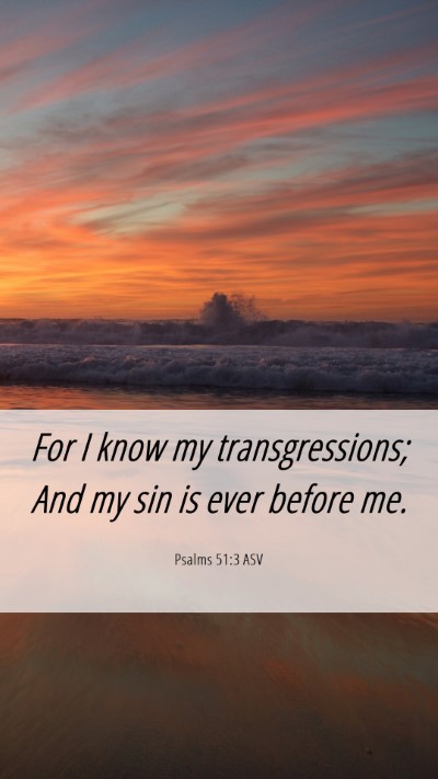 Picture 06 - Psalms 51:3 ASV Mobile Phone Wallpaper - For I know my transgressions; And my sin is ever - Mobile Bible Verse Wallpaper