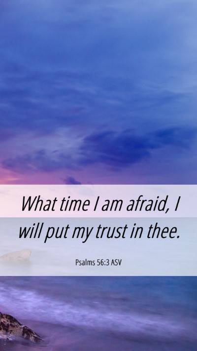 Picture 06 - Psalms 56:3 ASV Mobile Phone Wallpaper - What time I am afraid, I will put my trust in - Mobile Bible Verse Wallpaper