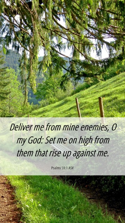 Picture 06 - Psalms 59:1 ASV Mobile Phone Wallpaper - Deliver me from mine enemies, O my God: Set me on - Mobile Bible Verse Wallpaper