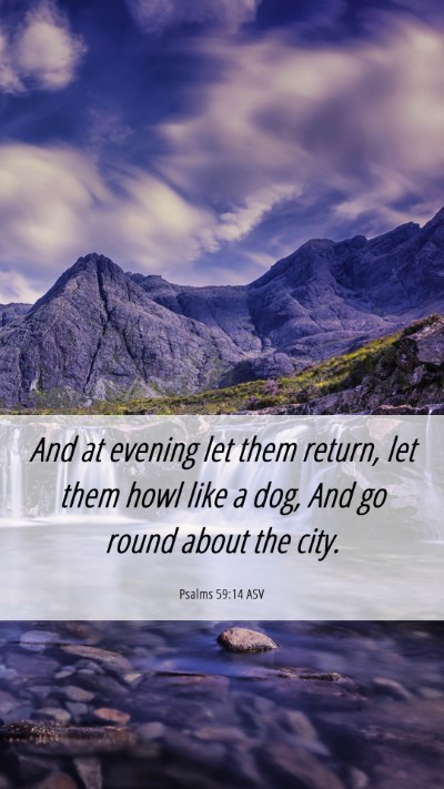 Picture 06 - Psalms 59:14 ASV Mobile Phone Wallpaper - And at evening let them return, let them howl - Mobile Bible Verse Wallpaper