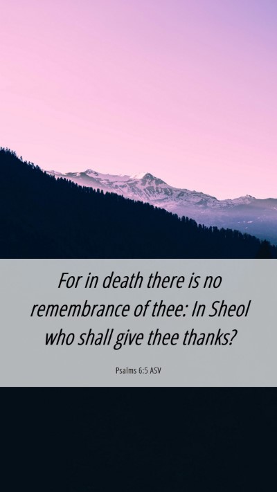 Picture 06 - Psalms 6:5 ASV Mobile Phone Wallpaper - For in death there is no remembrance of thee: In - Mobile Bible Verse Wallpaper