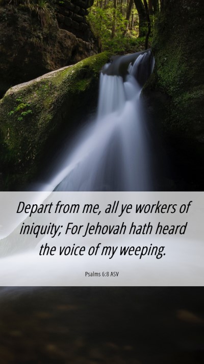 Picture 06 - Psalms 6:8 ASV Mobile Phone Wallpaper - Depart from me, all ye workers of iniquity; For - Mobile Bible Verse Wallpaper