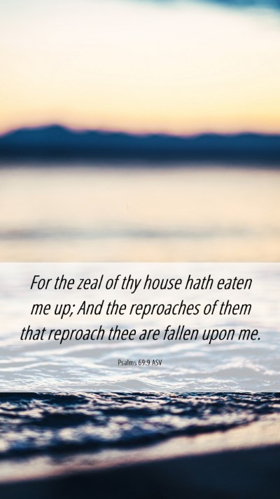 Picture 06 - Psalms 69:9 ASV Mobile Phone Wallpaper - For the zeal of thy house hath eaten me up; And - Mobile Bible Verse Wallpaper