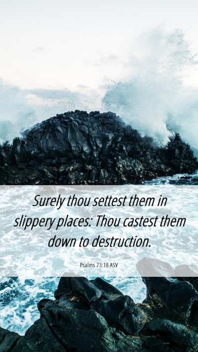 Picture 06 - Psalms 73:18 ASV Mobile Phone Wallpaper - Surely thou settest them in slippery places: Thou - Mobile Bible Verse Wallpaper