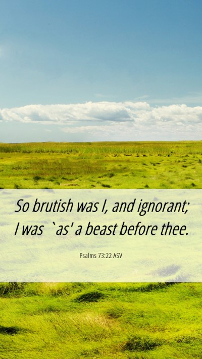 Picture 06 - Psalms 73:22 ASV Mobile Phone Wallpaper - So brutish was I, and ignorant; I was `as' a - Mobile Bible Verse Wallpaper