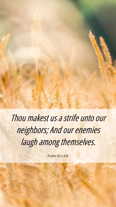 Picture 06 - Psalms 80:6 ASV Mobile Phone Wallpaper - Thou makest us a strife unto our neighbors; And - Mobile Bible Verse Wallpaper