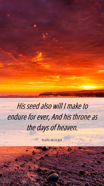 Picture 06 - Psalms 89:29 ASV Mobile Phone Wallpaper - His seed also will I make to endure for ever, And - Mobile Bible Verse Wallpaper