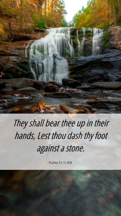 Picture 06 - Psalms 91:12 ASV Mobile Phone Wallpaper - They shall bear thee up in their hands, Lest thou - Mobile Bible Verse Wallpaper