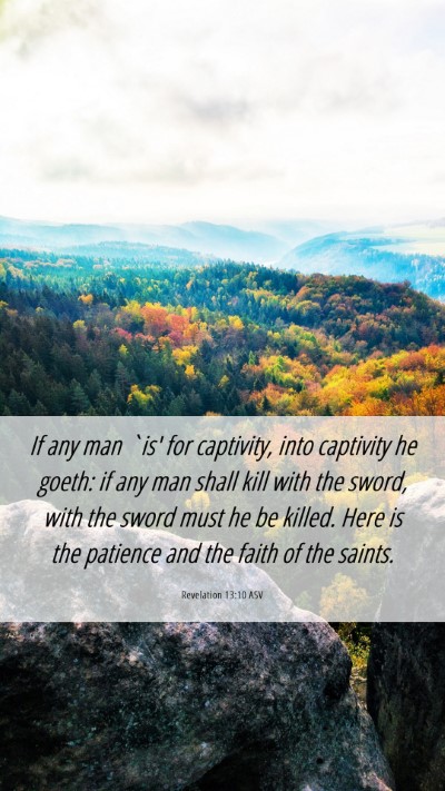 Picture 06 - Revelation 13:10 ASV Mobile Phone Wallpaper - If any man `is' for captivity, into captivity he - Mobile Bible Verse Wallpaper