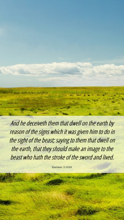 Picture 06 - Revelation 13:14 ASV Mobile Phone Wallpaper - And he deceiveth them that dwell on the earth by - Mobile Bible Verse Wallpaper