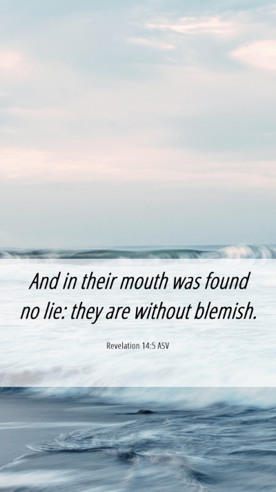 Picture 06 - Revelation 14:5 ASV Mobile Phone Wallpaper - And in their mouth was found no lie: they are - Mobile Bible Verse Wallpaper