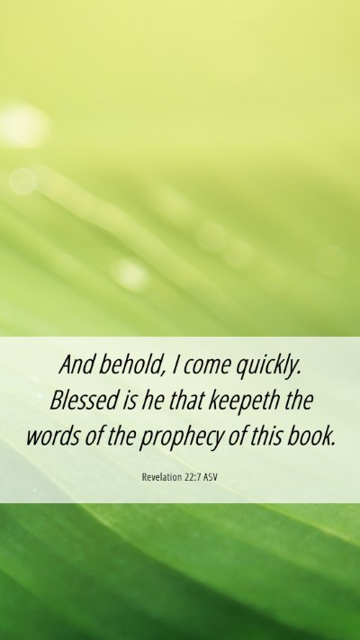 Picture 06 - Revelation 22:7 ASV Mobile Phone Wallpaper - And behold, I come quickly. Blessed is he that - Mobile Bible Verse Wallpaper
