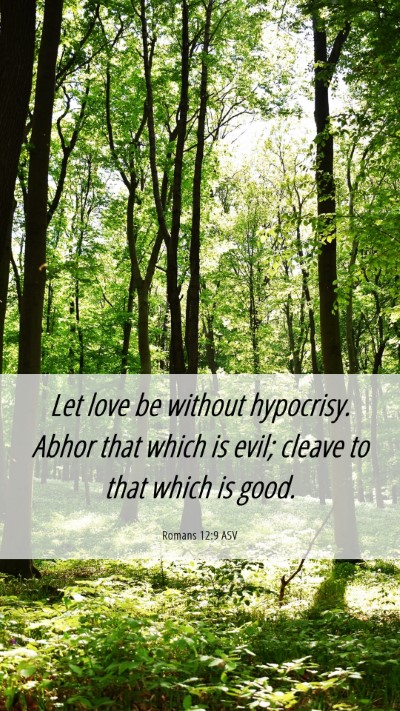 Picture 06 - Romans 12:9 ASV Mobile Phone Wallpaper - Let love be without hypocrisy. Abhor that which - Mobile Bible Verse Wallpaper