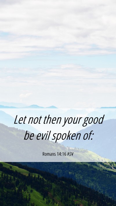 Picture 06 - Romans 14:16 ASV Mobile Phone Wallpaper - Let not then your good be evil spoken - Mobile Bible Verse Wallpaper