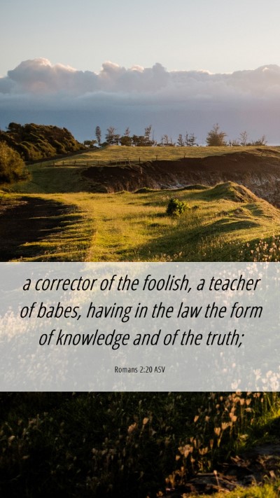 Picture 06 - Romans 2:20 ASV Mobile Phone Wallpaper - a corrector of the foolish, a teacher of babes, - Mobile Bible Verse Wallpaper