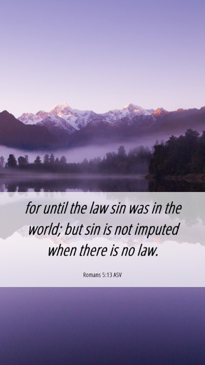 Picture 06 - Romans 5:13 ASV Mobile Phone Wallpaper - for until the law sin was in the world; but sin - Mobile Bible Verse Wallpaper
