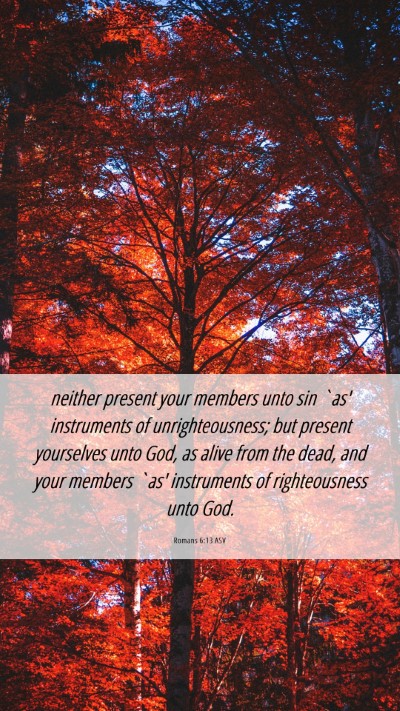 Picture 06 - Romans 6:13 ASV Mobile Phone Wallpaper - neither present your members unto sin `as' - Mobile Bible Verse Wallpaper
