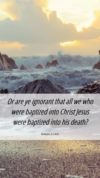 Picture 06 - Romans 6:3 ASV Mobile Phone Wallpaper - Or are ye ignorant that all we who were baptized - Mobile Bible Verse Wallpaper