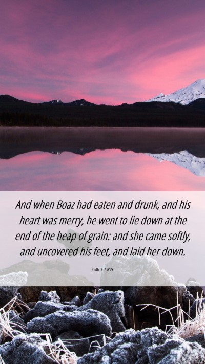 Picture 06 - Ruth 3:7 ASV Mobile Phone Wallpaper - And when Boaz had eaten and drunk, and his heart - Mobile Bible Verse Wallpaper