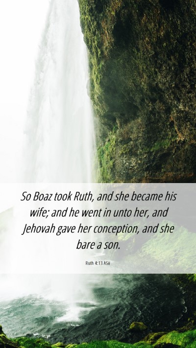Picture 06 - Ruth 4:13 ASV Mobile Phone Wallpaper - So Boaz took Ruth, and she became his wife; and - Mobile Bible Verse Wallpaper