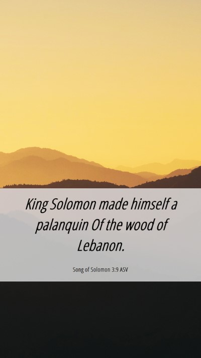 Picture 06 - Song of Solomon 3:9 ASV Mobile Phone Wallpaper - King Solomon made himself a palanquin Of the wood - Mobile Bible Verse Wallpaper