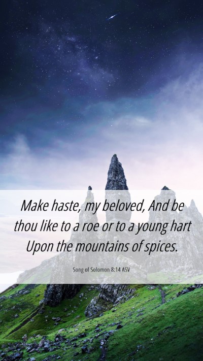 Picture 06 - Song of Solomon 8:14 ASV Mobile Phone Wallpaper - Make haste, my beloved, And be thou like to a roe - Mobile Bible Verse Wallpaper