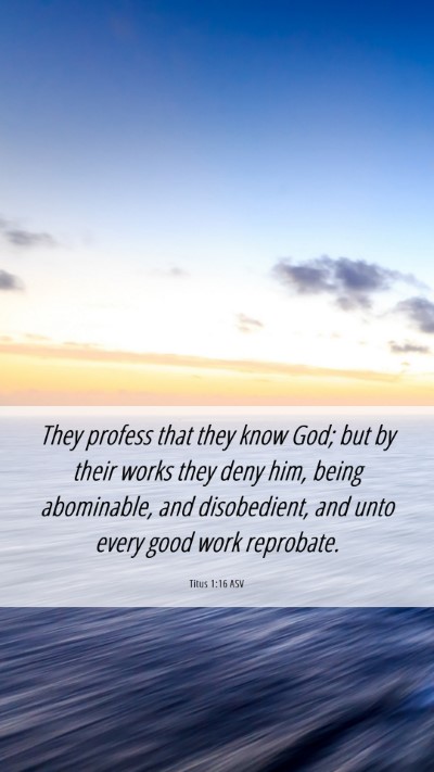 Picture 06 - Titus 1:16 ASV Mobile Phone Wallpaper - They profess that they know God; but by their - Mobile Bible Verse Wallpaper