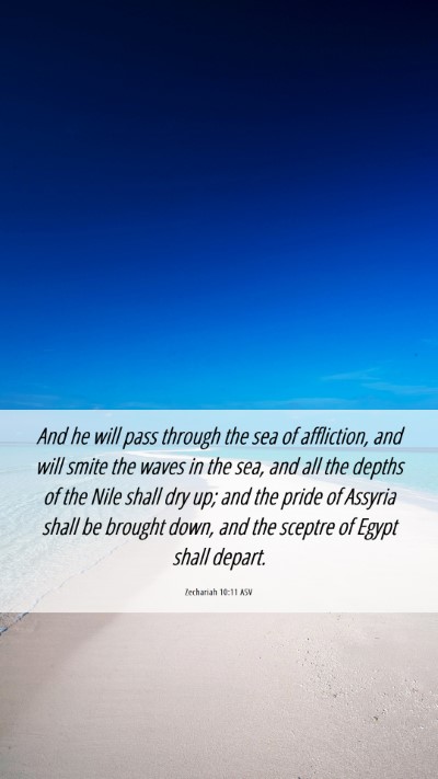 Picture 06 - Zechariah 10:11 ASV Mobile Phone Wallpaper - And he will pass through the sea of affliction, - Mobile Bible Verse Wallpaper