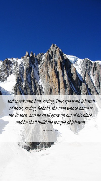 Picture 06 - Zechariah 6:12 ASV Mobile Phone Wallpaper - and speak unto him, saying, Thus speaketh Jehovah - Mobile Bible Verse Wallpaper